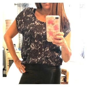 Theory silk short sleeved blouse.